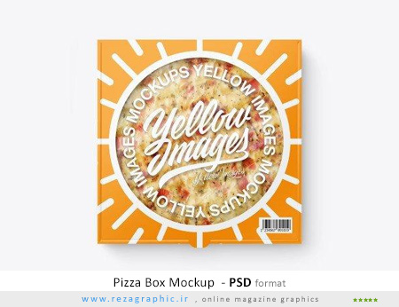 طرح لایه باز موک آپ بسته بندی پیتزا - Pizza Box Mockup